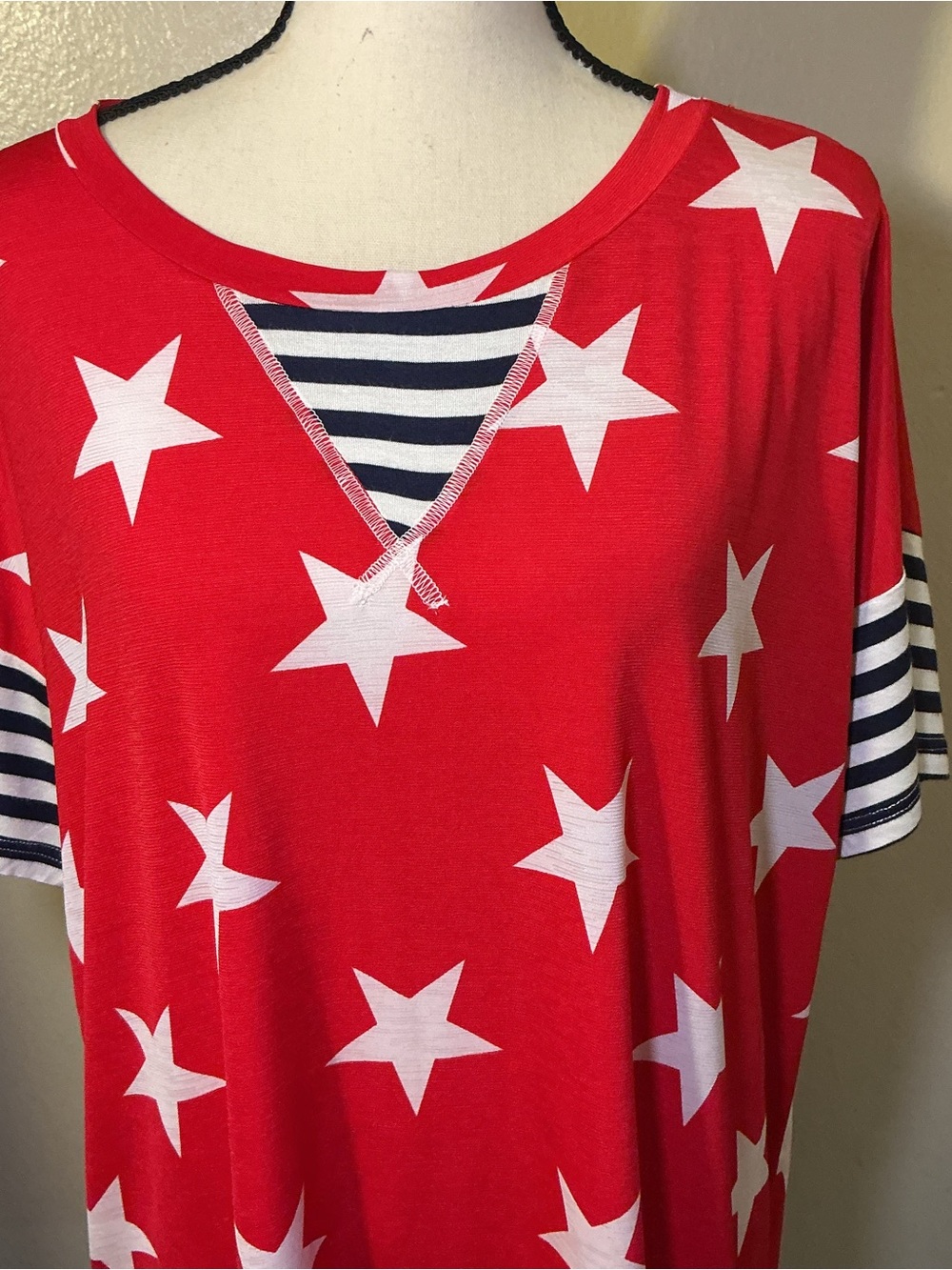 Sew  In Love Patriotic Stars & Stripes Top Large Made in USA America 250 - Picture 8 of 9
